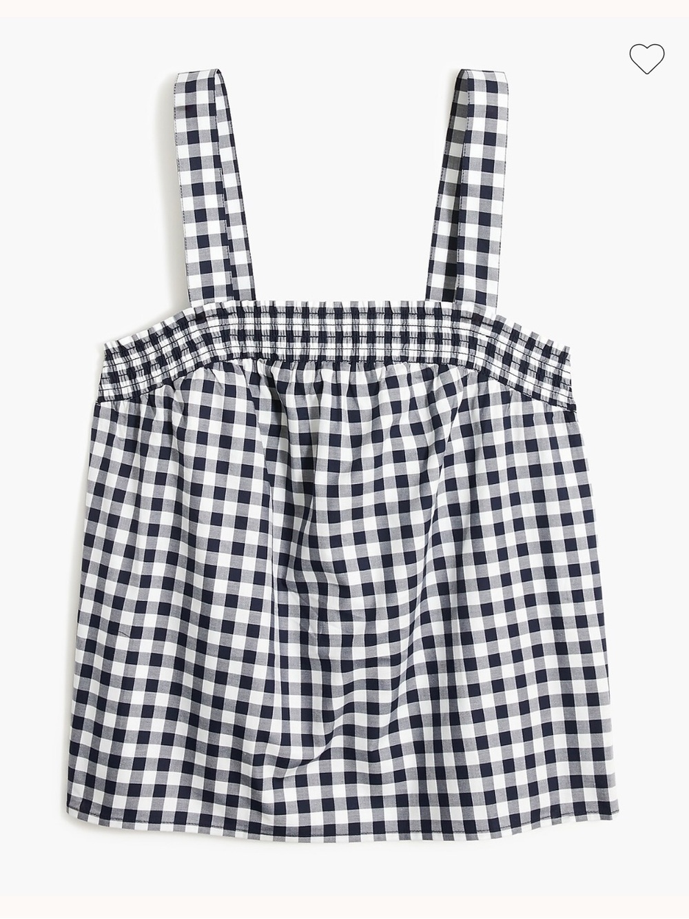 J Crew Factory Navy & White Gingham Squareneck Smocked Tank Top M